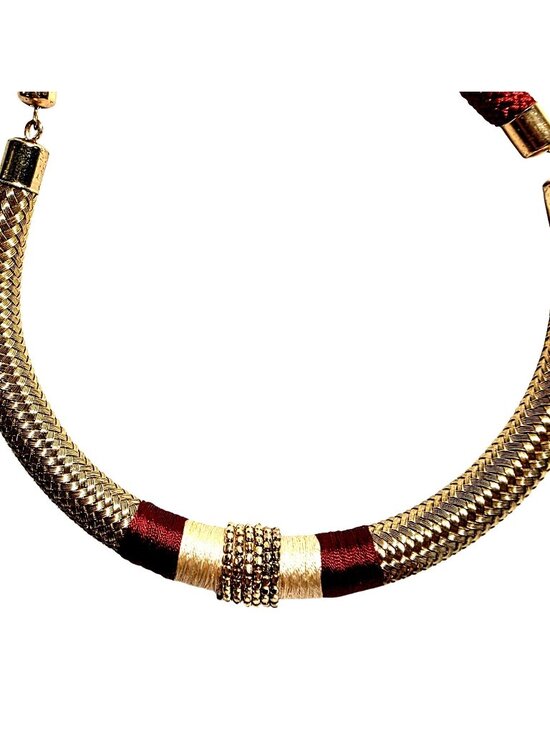 Jewelry - Statement Necklace Red Gold-Tone Woven Chain career office womens jewelry